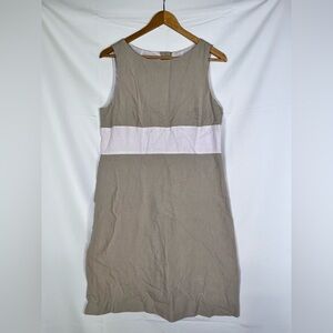 J.Crew‎ Dress Womens 8 Tan Linen-Blend Shift dress Sleeveless Button Office Wear